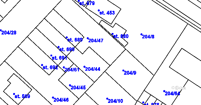 Parcela st. 204/43 v KÚ Luka nad Jihlavou, Katastrální mapa