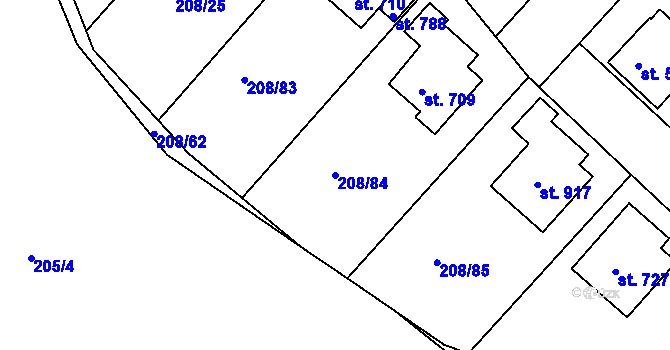 Parcela st. 208/84 v KÚ Luka nad Jihlavou, Katastrální mapa