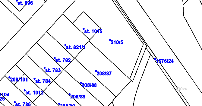 Parcela st. 208/95 v KÚ Luka nad Jihlavou, Katastrální mapa