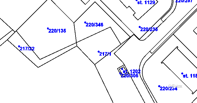 Parcela st. 217/1 v KÚ Luka nad Jihlavou, Katastrální mapa