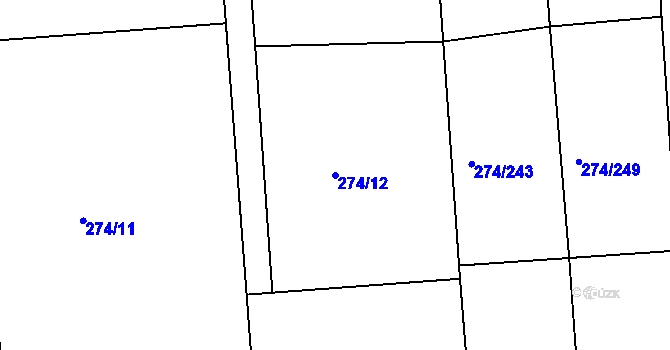Parcela st. 274/12 v KÚ Luka nad Jihlavou, Katastrální mapa