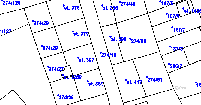 Parcela st. 274/16 v KÚ Luka nad Jihlavou, Katastrální mapa