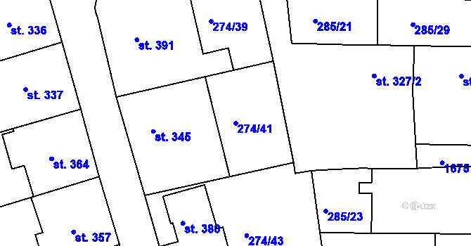 Parcela st. 274/41 v KÚ Luka nad Jihlavou, Katastrální mapa