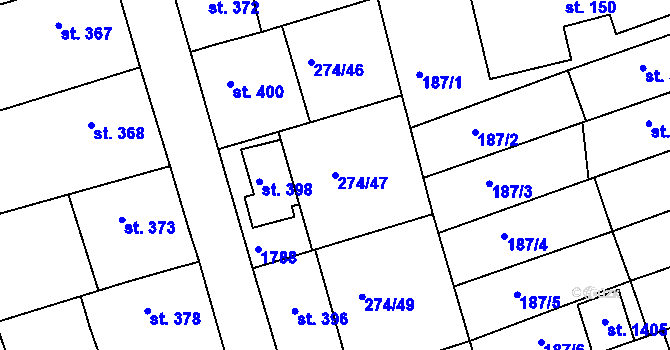 Parcela st. 274/47 v KÚ Luka nad Jihlavou, Katastrální mapa