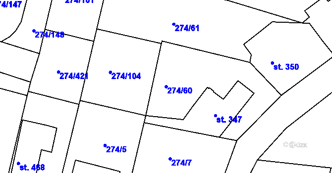 Parcela st. 274/60 v KÚ Luka nad Jihlavou, Katastrální mapa