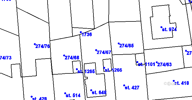 Parcela st. 274/67 v KÚ Luka nad Jihlavou, Katastrální mapa