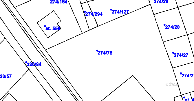 Parcela st. 274/75 v KÚ Luka nad Jihlavou, Katastrální mapa
