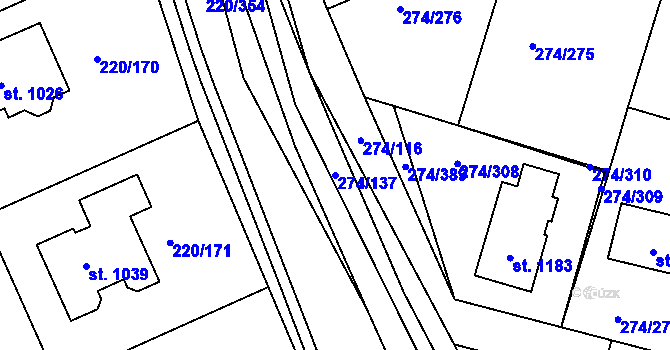 Parcela st. 274/137 v KÚ Luka nad Jihlavou, Katastrální mapa