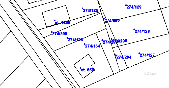 Parcela st. 274/164 v KÚ Luka nad Jihlavou, Katastrální mapa