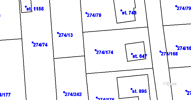 Parcela st. 274/174 v KÚ Luka nad Jihlavou, Katastrální mapa