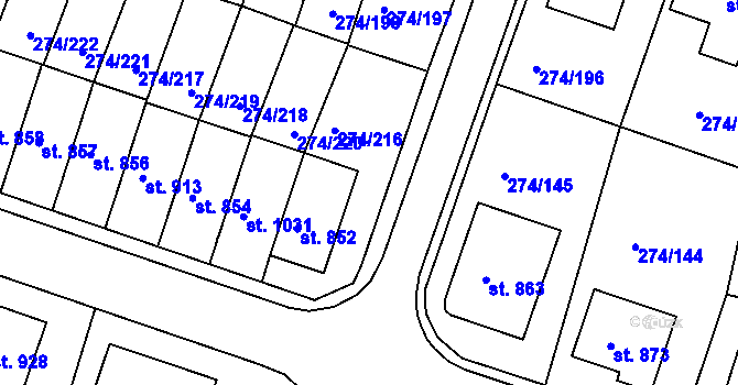 Parcela st. 274/225 v KÚ Luka nad Jihlavou, Katastrální mapa