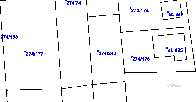 Parcela st. 274/242 v KÚ Luka nad Jihlavou, Katastrální mapa