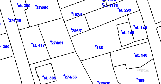 Parcela st. 286/8 v KÚ Luka nad Jihlavou, Katastrální mapa