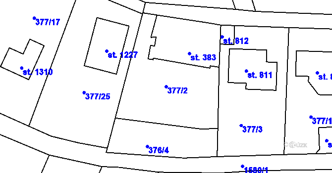 Parcela st. 377/2 v KÚ Luka nad Jihlavou, Katastrální mapa