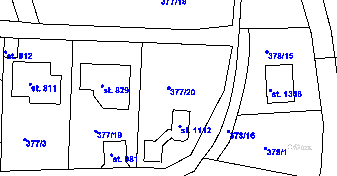 Parcela st. 377/20 v KÚ Luka nad Jihlavou, Katastrální mapa