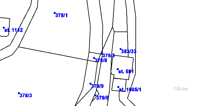 Parcela st. 379/3 v KÚ Luka nad Jihlavou, Katastrální mapa