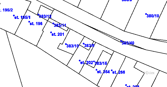 Parcela st. 383/9 v KÚ Luka nad Jihlavou, Katastrální mapa