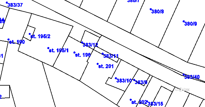 Parcela st. 383/11 v KÚ Luka nad Jihlavou, Katastrální mapa