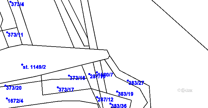 Parcela st. 383/35 v KÚ Luka nad Jihlavou, Katastrální mapa