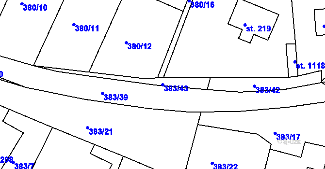 Parcela st. 383/43 v KÚ Luka nad Jihlavou, Katastrální mapa