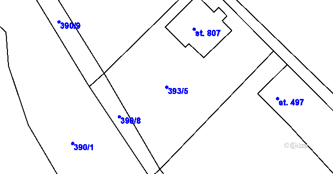 Parcela st. 393/5 v KÚ Luka nad Jihlavou, Katastrální mapa