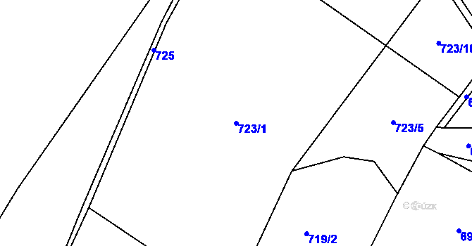 Parcela st. 723/1 v KÚ Luka nad Jihlavou, Katastrální mapa