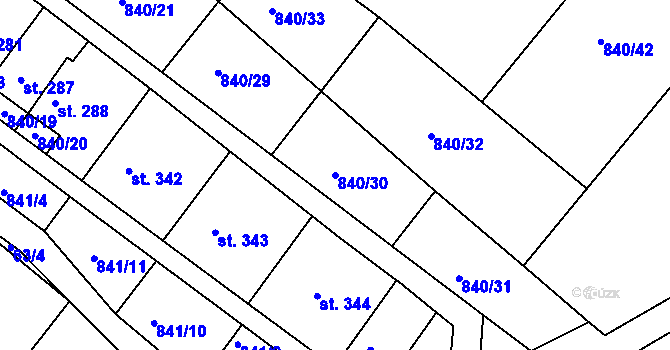 Parcela st. 840/30 v KÚ Luka nad Jihlavou, Katastrální mapa