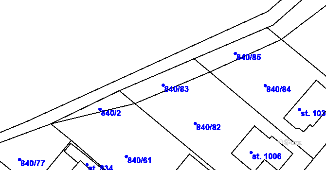 Parcela st. 840/83 v KÚ Luka nad Jihlavou, Katastrální mapa