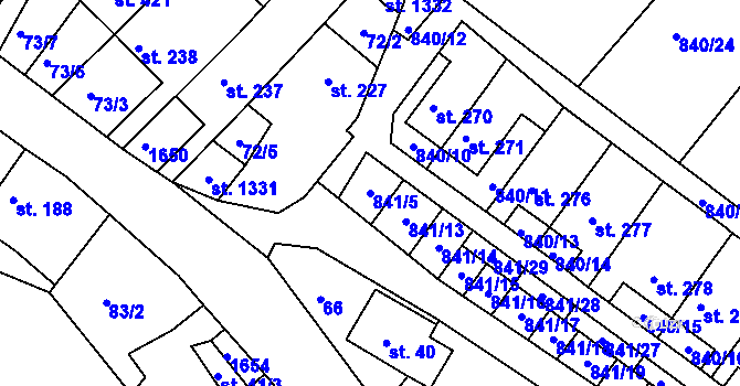 Parcela st. 841/5 v KÚ Luka nad Jihlavou, Katastrální mapa