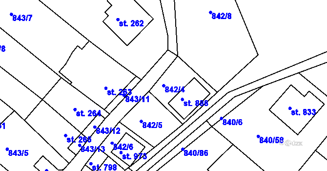 Parcela st. 842/4 v KÚ Luka nad Jihlavou, Katastrální mapa