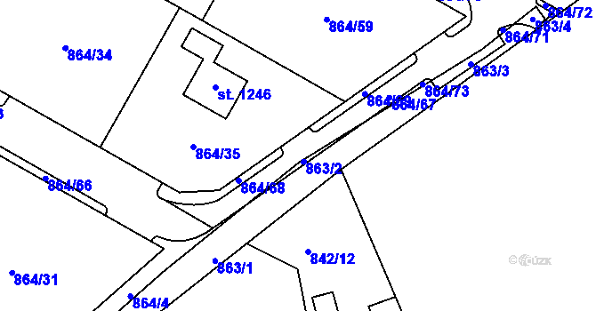 Parcela st. 864/4 v KÚ Luka nad Jihlavou, Katastrální mapa