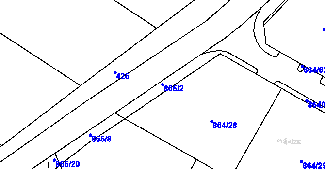 Parcela st. 865/2 v KÚ Luka nad Jihlavou, Katastrální mapa