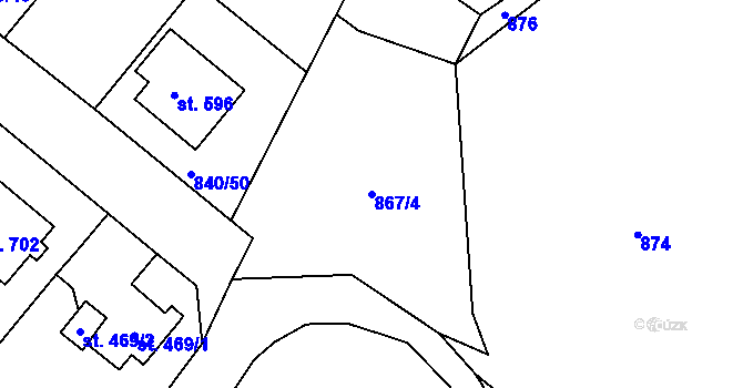 Parcela st. 867/4 v KÚ Luka nad Jihlavou, Katastrální mapa