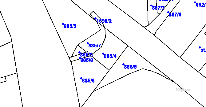 Parcela st. 885/4 v KÚ Luka nad Jihlavou, Katastrální mapa