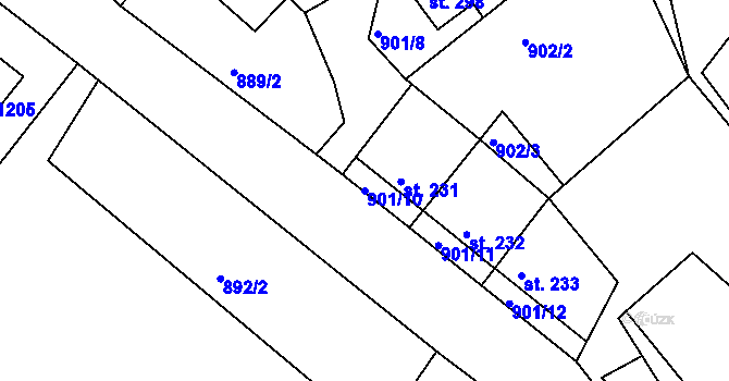 Parcela st. 901/10 v KÚ Luka nad Jihlavou, Katastrální mapa