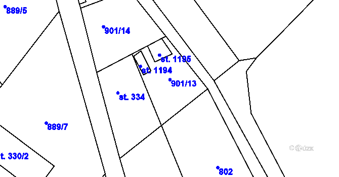 Parcela st. 901/13 v KÚ Luka nad Jihlavou, Katastrální mapa
