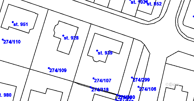 Parcela st. 939 v KÚ Luka nad Jihlavou, Katastrální mapa