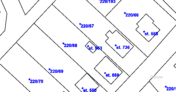 Parcela st. 963 v KÚ Luka nad Jihlavou, Katastrální mapa
