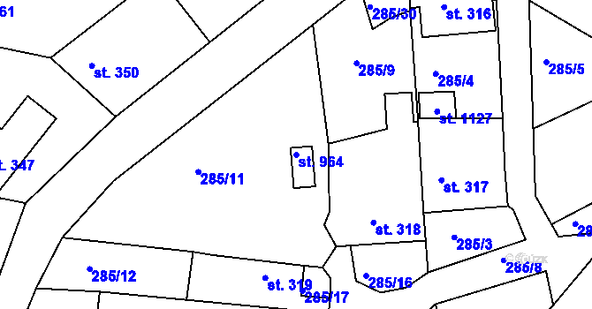 Parcela st. 964 v KÚ Luka nad Jihlavou, Katastrální mapa