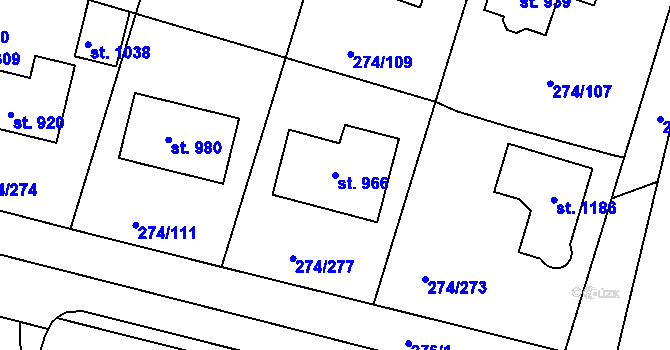 Parcela st. 966 v KÚ Luka nad Jihlavou, Katastrální mapa