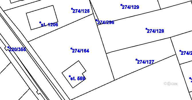 Parcela st. 274/293 v KÚ Luka nad Jihlavou, Katastrální mapa