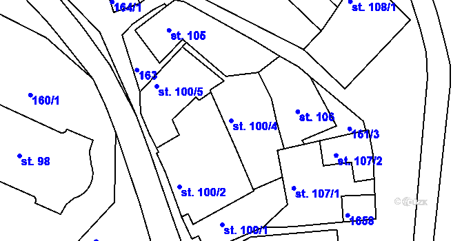 Parcela st. 100/4 v KÚ Luka nad Jihlavou, Katastrální mapa