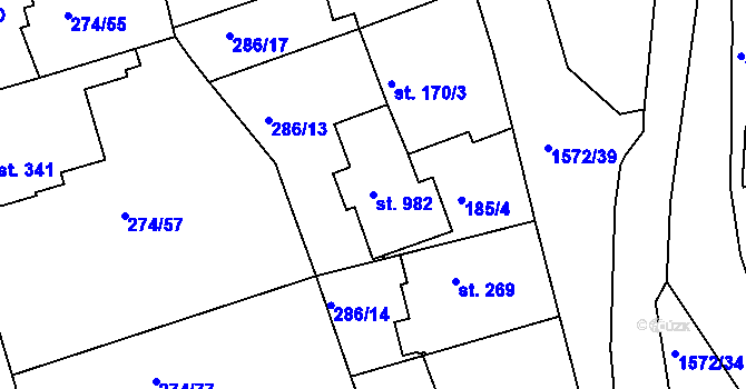 Parcela st. 982 v KÚ Luka nad Jihlavou, Katastrální mapa
