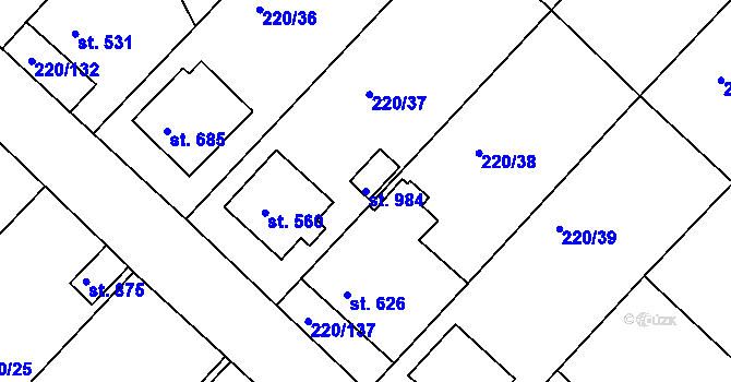 Parcela st. 984 v KÚ Luka nad Jihlavou, Katastrální mapa