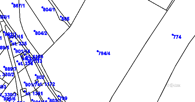 Parcela st. 794/4 v KÚ Luka nad Jihlavou, Katastrální mapa