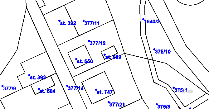 Parcela st. 989 v KÚ Luka nad Jihlavou, Katastrální mapa