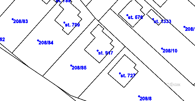 Parcela st. 917 v KÚ Luka nad Jihlavou, Katastrální mapa
