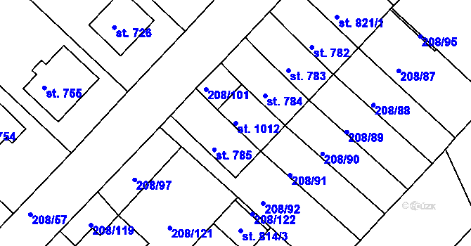 Parcela st. 1012 v KÚ Luka nad Jihlavou, Katastrální mapa