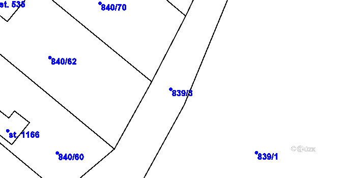 Parcela st. 839/3 v KÚ Luka nad Jihlavou, Katastrální mapa
