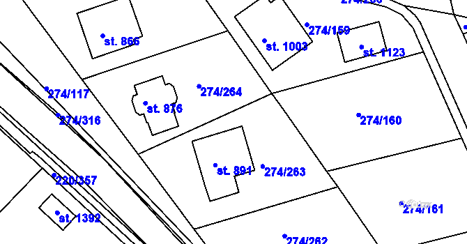 Parcela st. 274/301 v KÚ Luka nad Jihlavou, Katastrální mapa